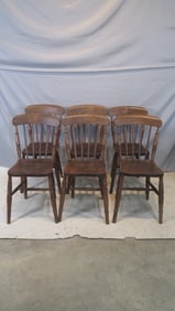 6 - 19th century country plank bottom elm chairs