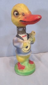 Papier-mache duck Easter nodder