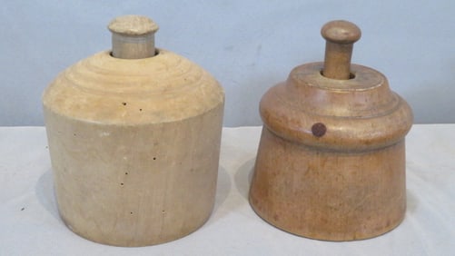 2 wood butter molds