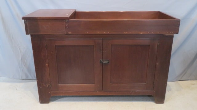 19th century poplar dry sink with drawer (1 of 6)