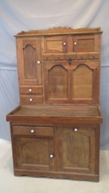 Late 19th-early 20th cent. oak 2-pc dry sink kitchen cabinet