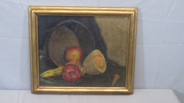 O/C still life of fruit signed Jo Goossens 1928 (1 of 5)