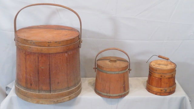3 wood firkins with lids (1 of 10)