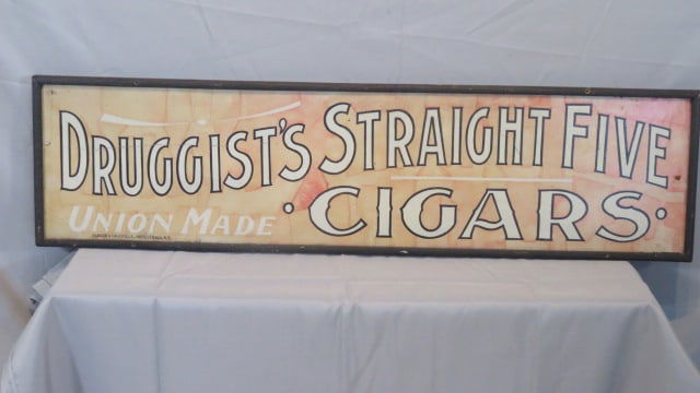 Trade Sign for Druggist's Straight Five Cigars (1 of 6)