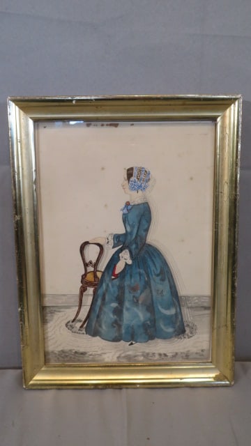 Mid-19th century watercolor portrait of a lady in a bonnet (1 of 6)