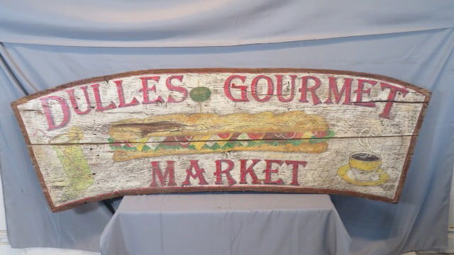 20th century wood advertising sign for Dulles Gourmet Market (1 of 6)