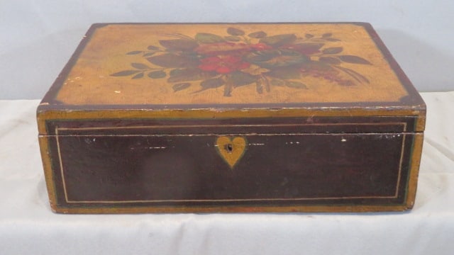 19th century New England painted pine box (1 of 9)