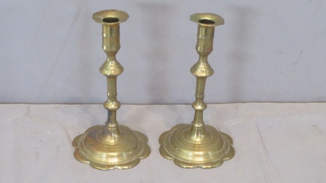 Pair of 19th century 8" brass candlesticks (1 of 5)