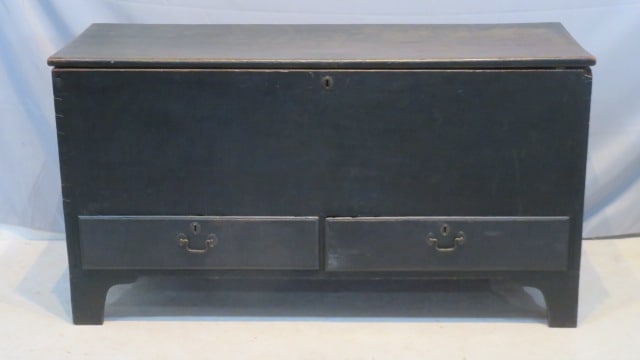 Early cherry painted blanket chest with 2 drawers (1 of 10)