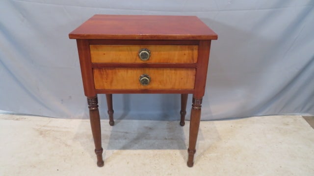 Cherry and tiger maple 2 drawer stand table (1 of 6)
