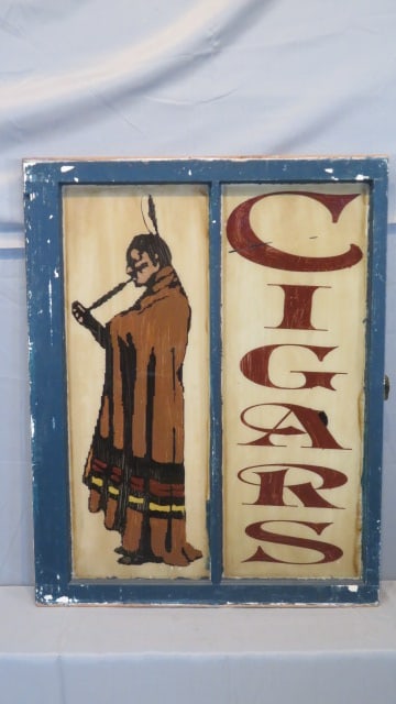 Old double pane window repurposed into advertising cigars with Indian (1 of 5)