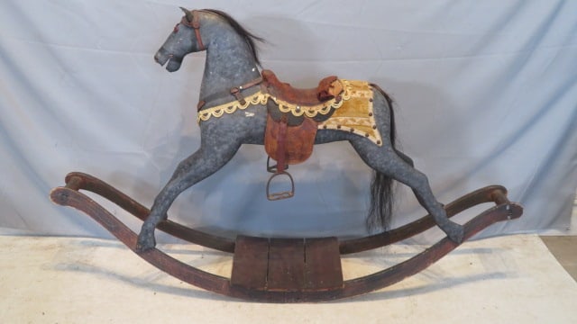 Late 19th century wood rocking horse on wood rockers (1 of 10)