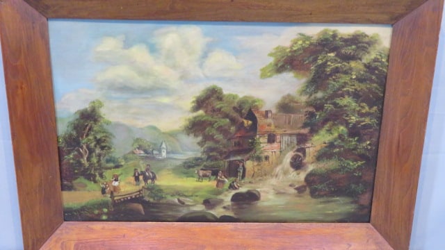 Oil on wood panel landscape painting of European school (1 of 8)