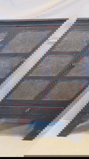 Poplar tin door pie safe with drawer (1 of 9)