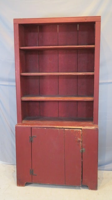 Pine open step-back cupboard (1 of 8)