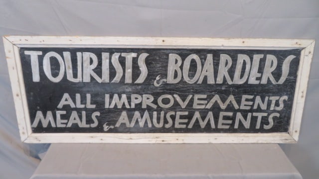 Tourist & Boarders 2 sided tin and wood sign (1 of 4)