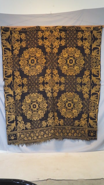 Unusual blue & tan Samuel Stinger Indiana coverlet (1 of 15)