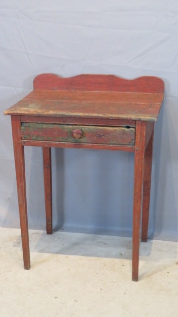 19th century poplar painted one-drawer stand (1 of 6)