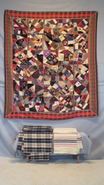 3 textiles, crazy quilt and wool blankets (1 of 13)