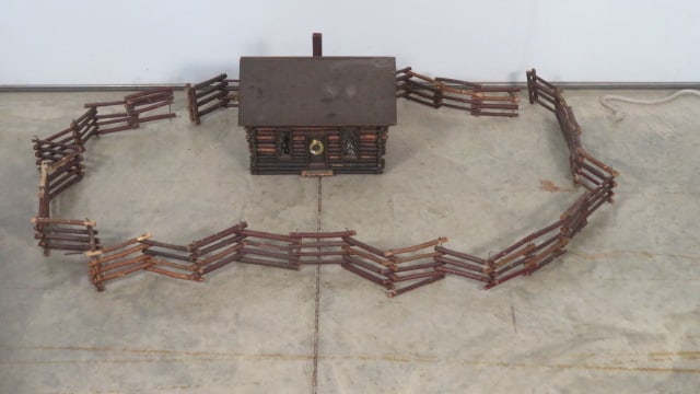 Miniature log cabin and split rail fence (1 of 8)