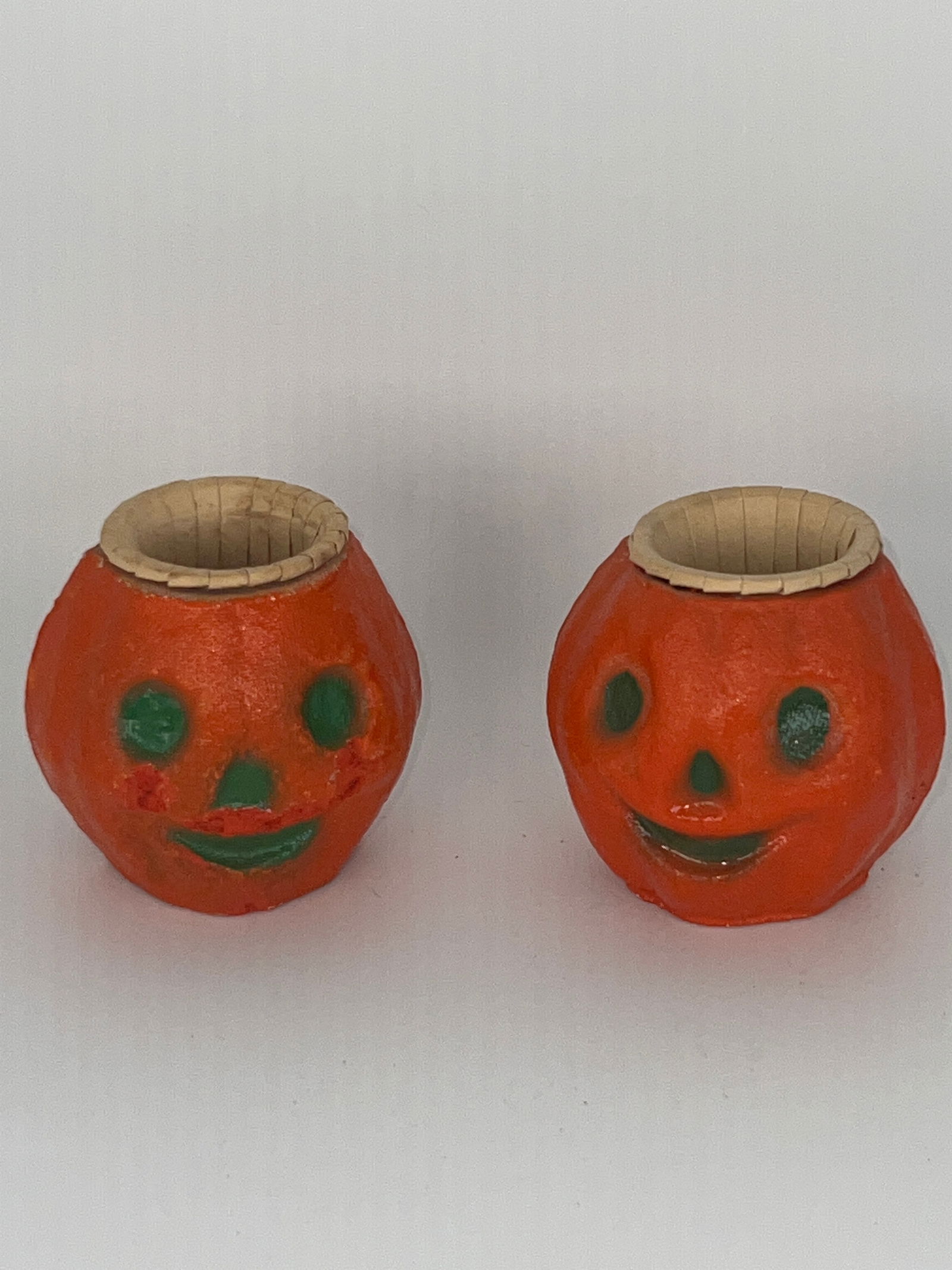 Pair of Paper Mache Jack O'Lanterns Nut Cups (1 of 9)