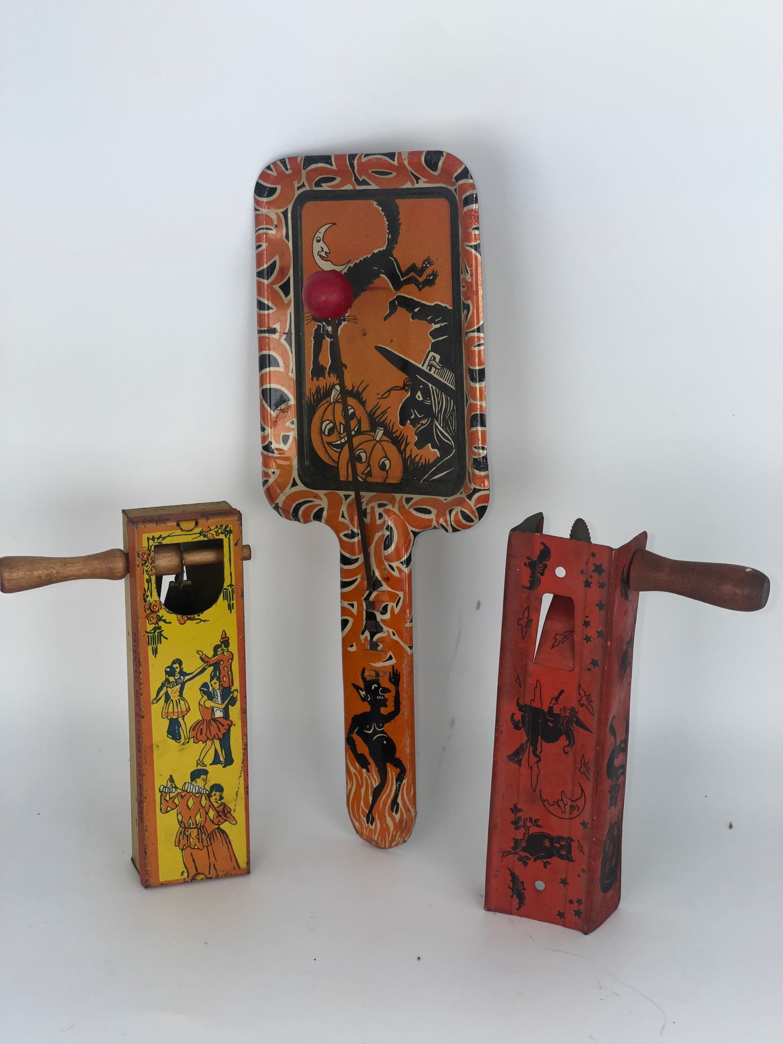 Three Halloween Tin Litho Noise Makers (1 of 8)
