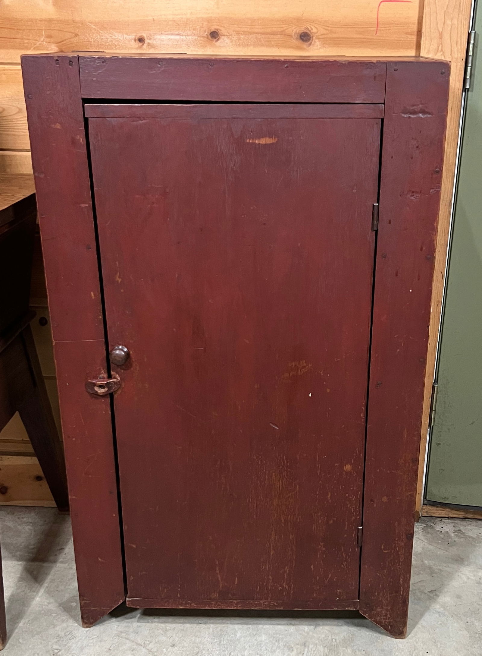 Single Door Country Smaller Size Cupboard in Old Red Paint (1 of 7)