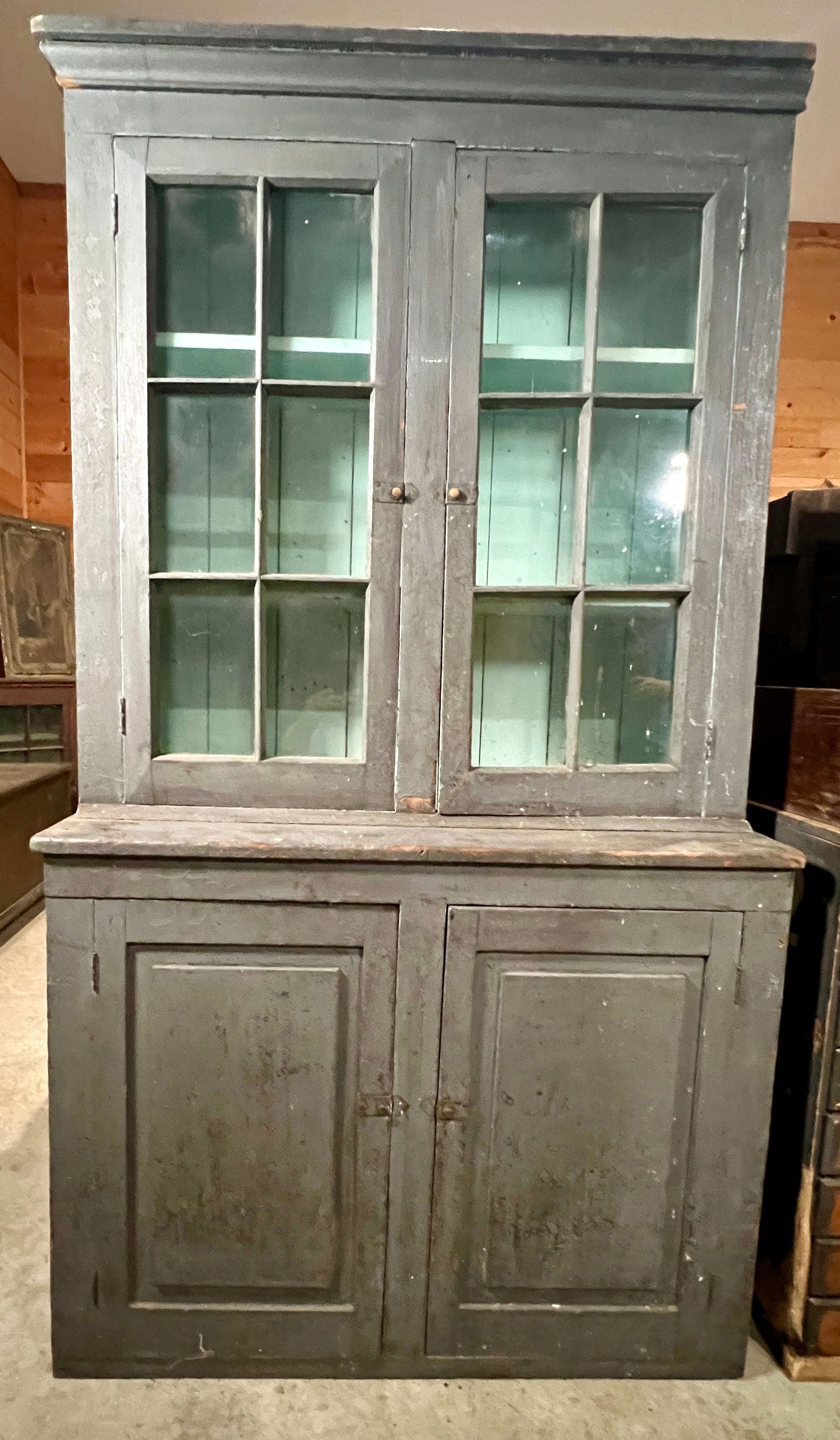 Stepback Cupboard in Old Bluish Gray Paint (1 of 9)