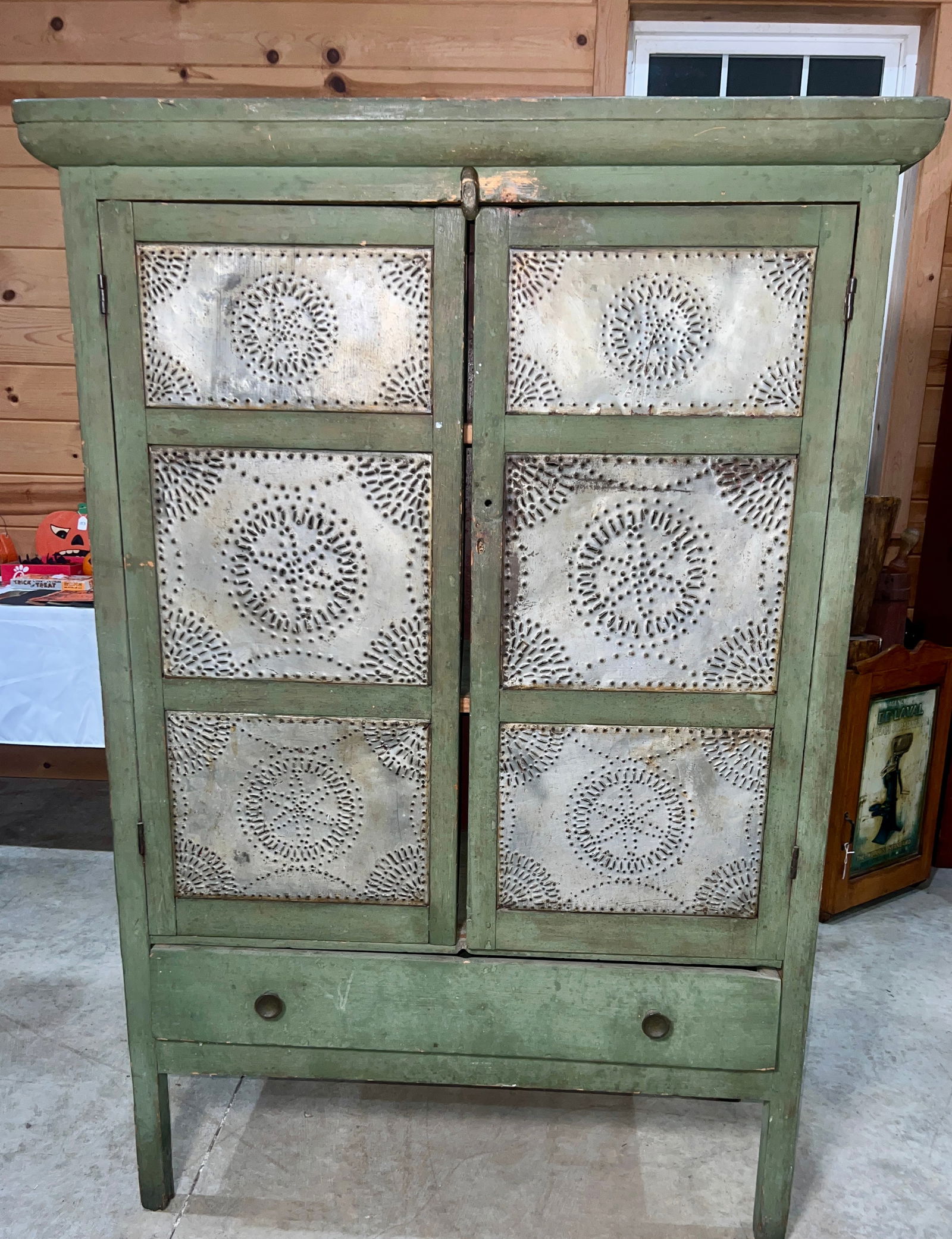 Unusual Painted 14 Tin Pie Safe (1 of 7)