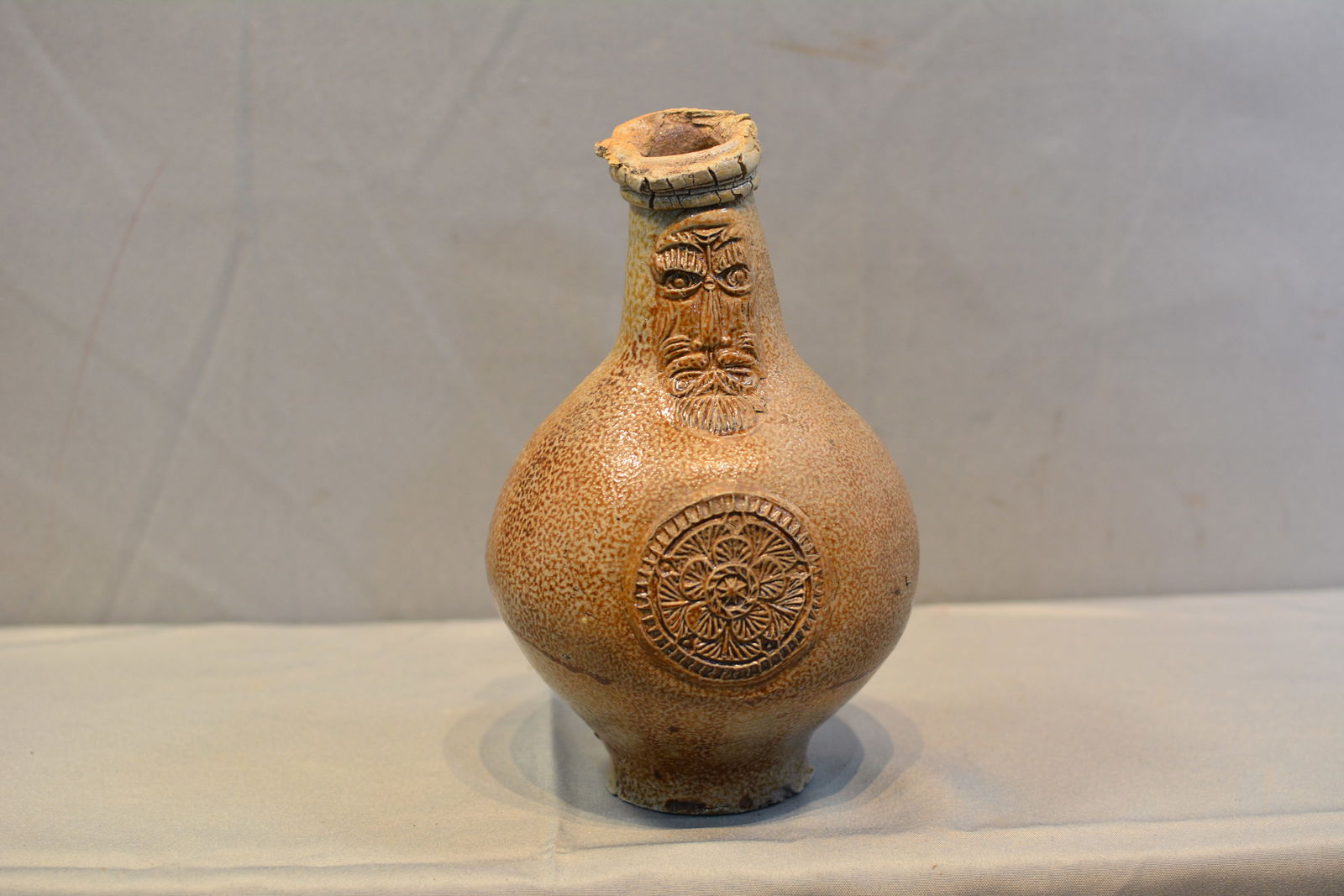 17th Century Stoneware Ovoid Bellarmine Jug (1 of 9)
