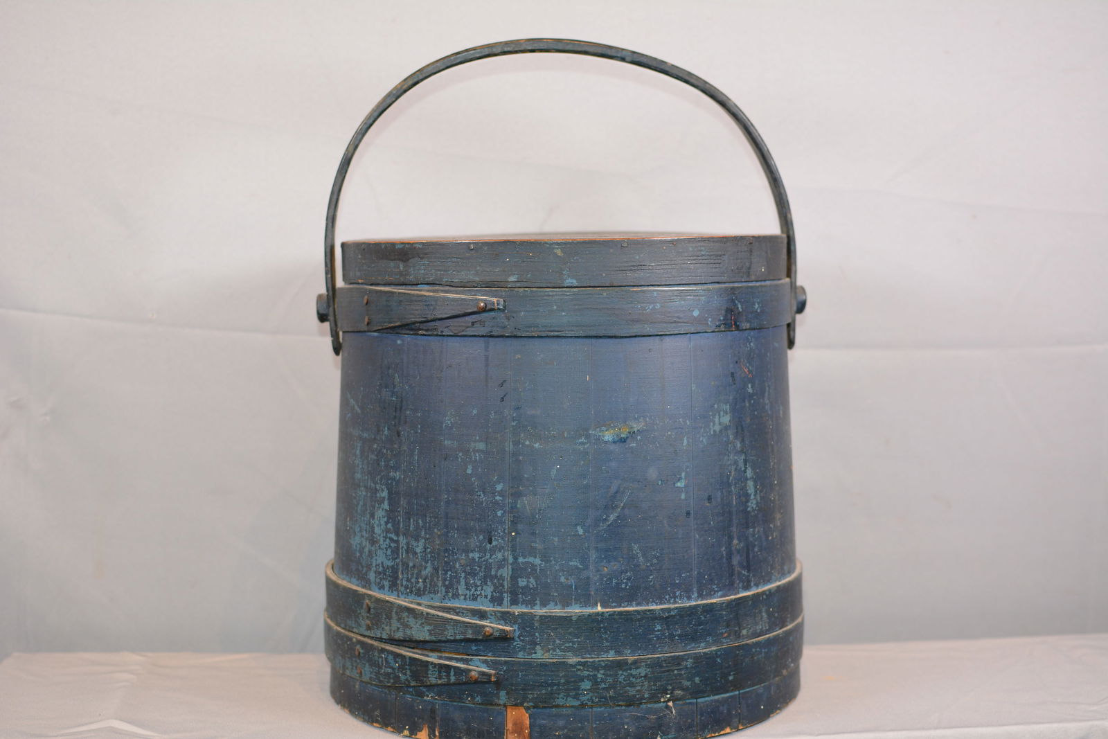 Large Dark Blue Painted Firkin (1 of 11)