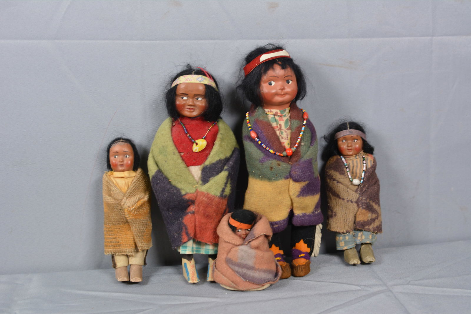Five 1930's Skookum Dolls (1 of 9)