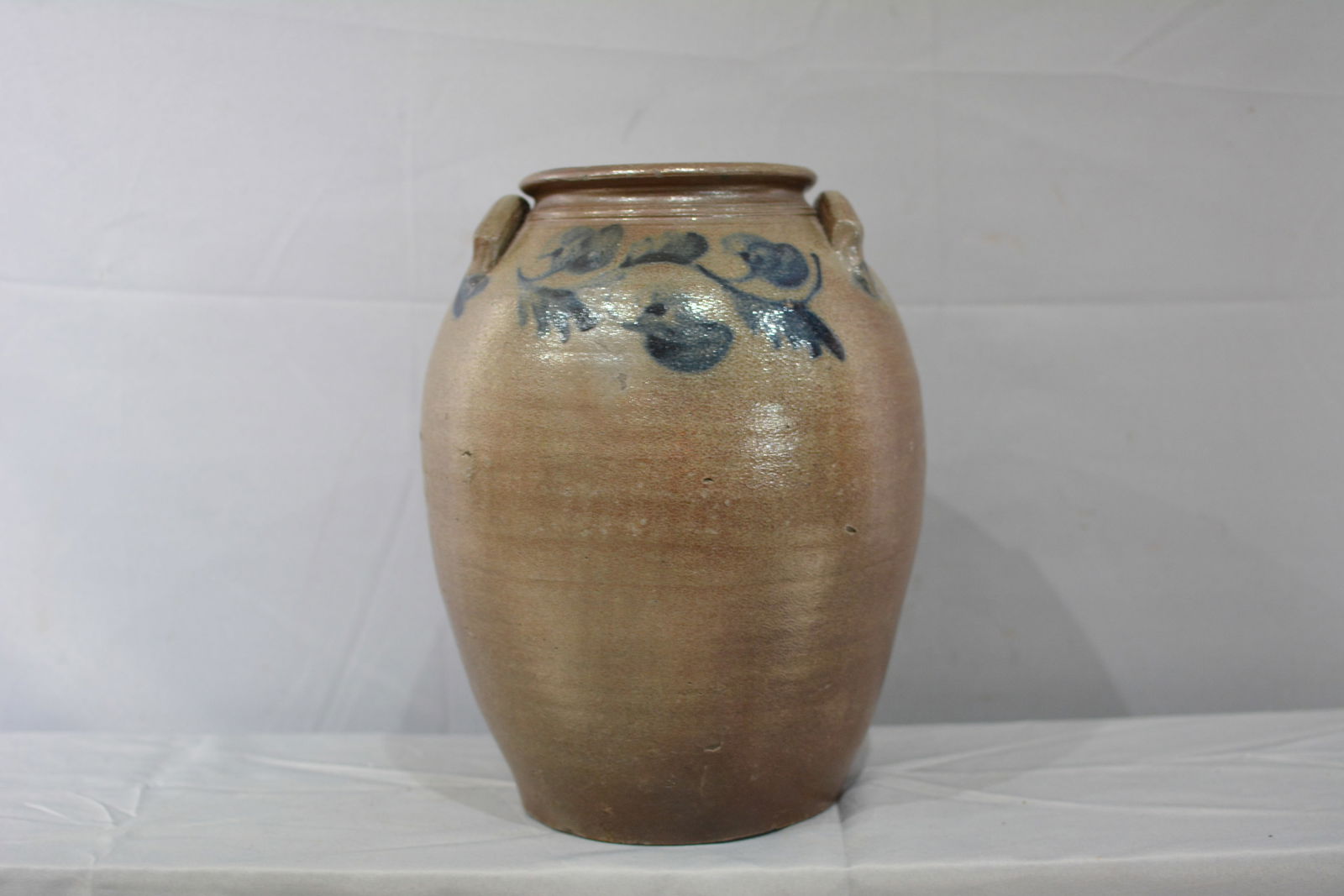 Blue Decorated Two Handled 3 Gal Stoneware Jar (1 of 6)