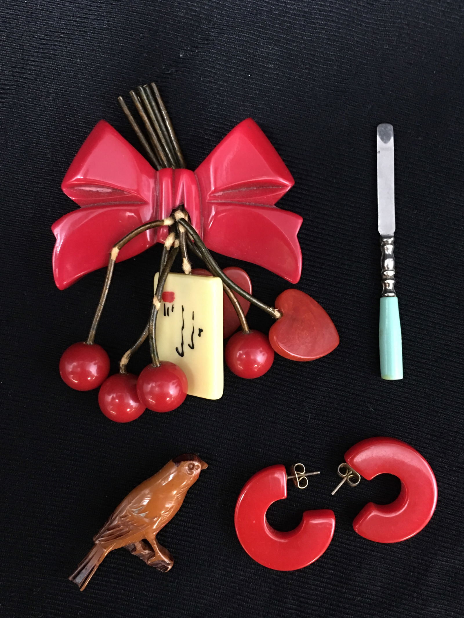 Bakelite Pins & Earrings (1 of 2)