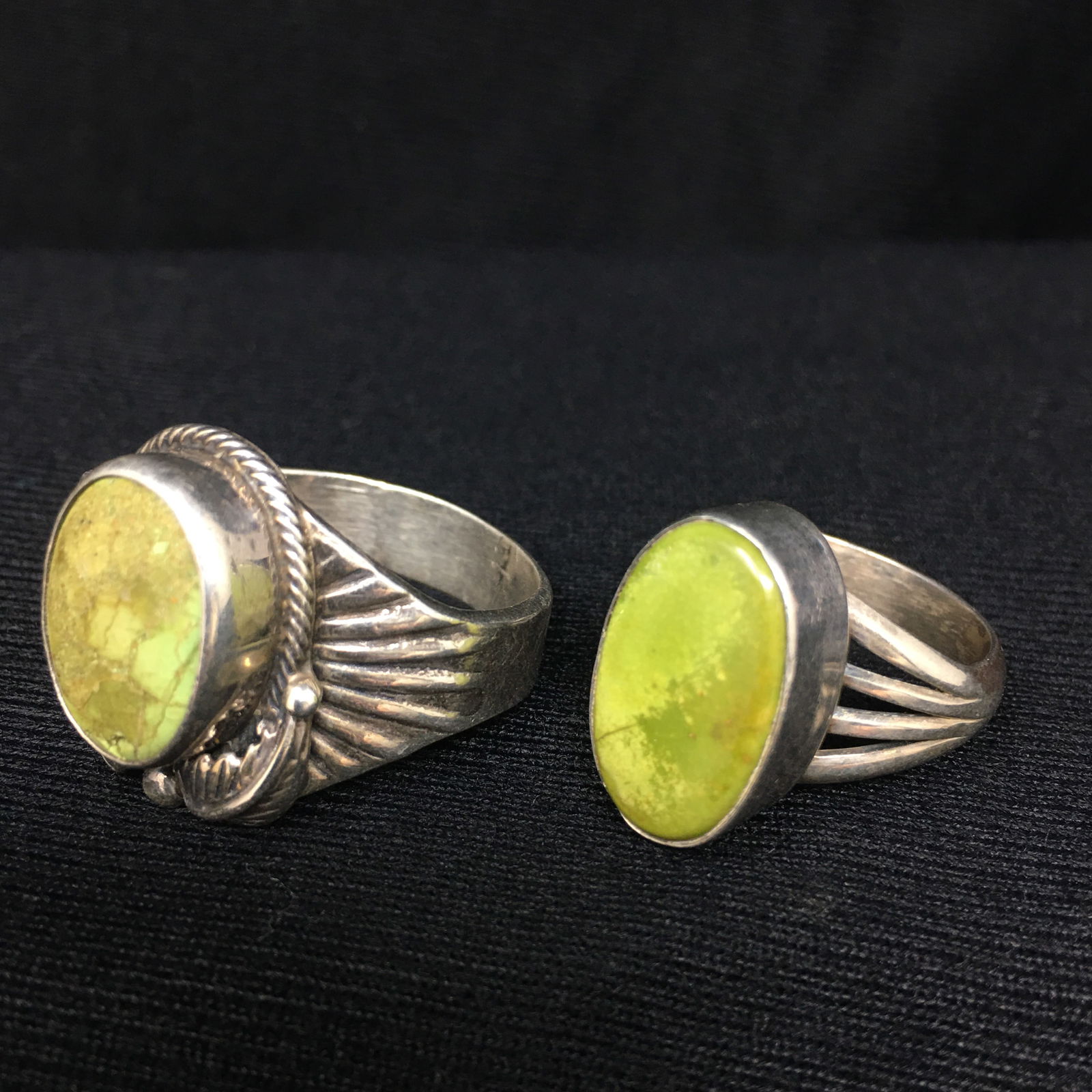 (2) Sterling Green Turquoise Rings, Roie Jacque (1 of 5)