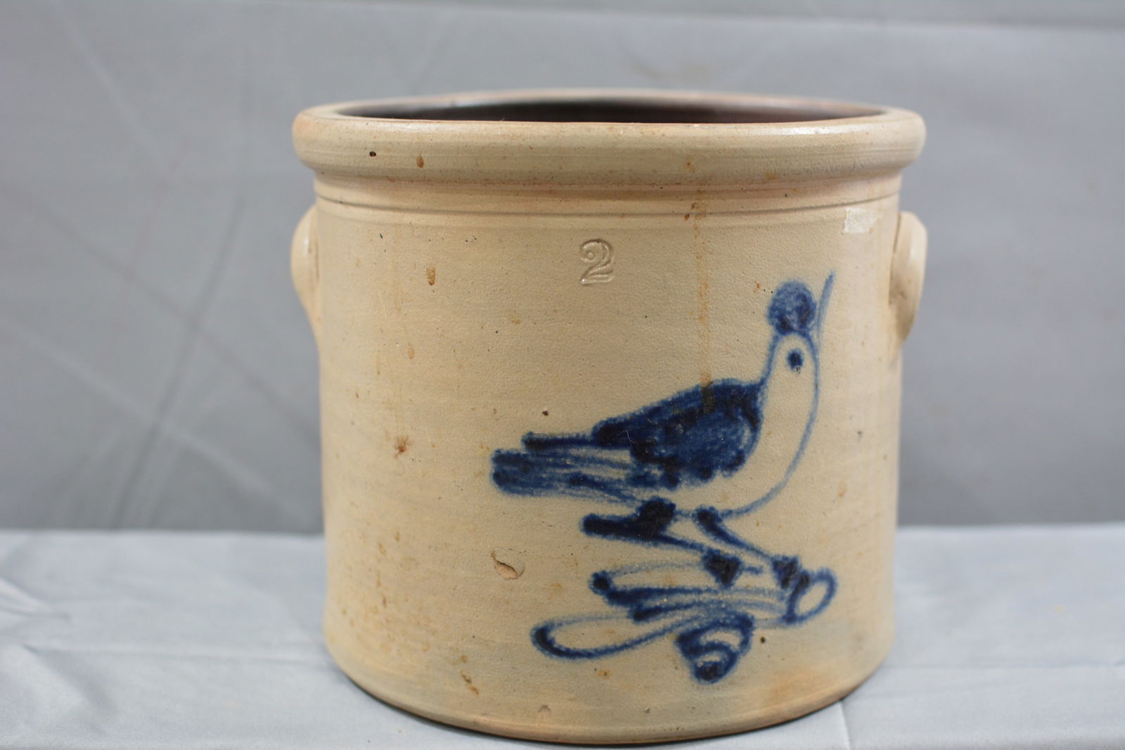 Two Gal. Blue Decorated Bird Crock (1 of 6)