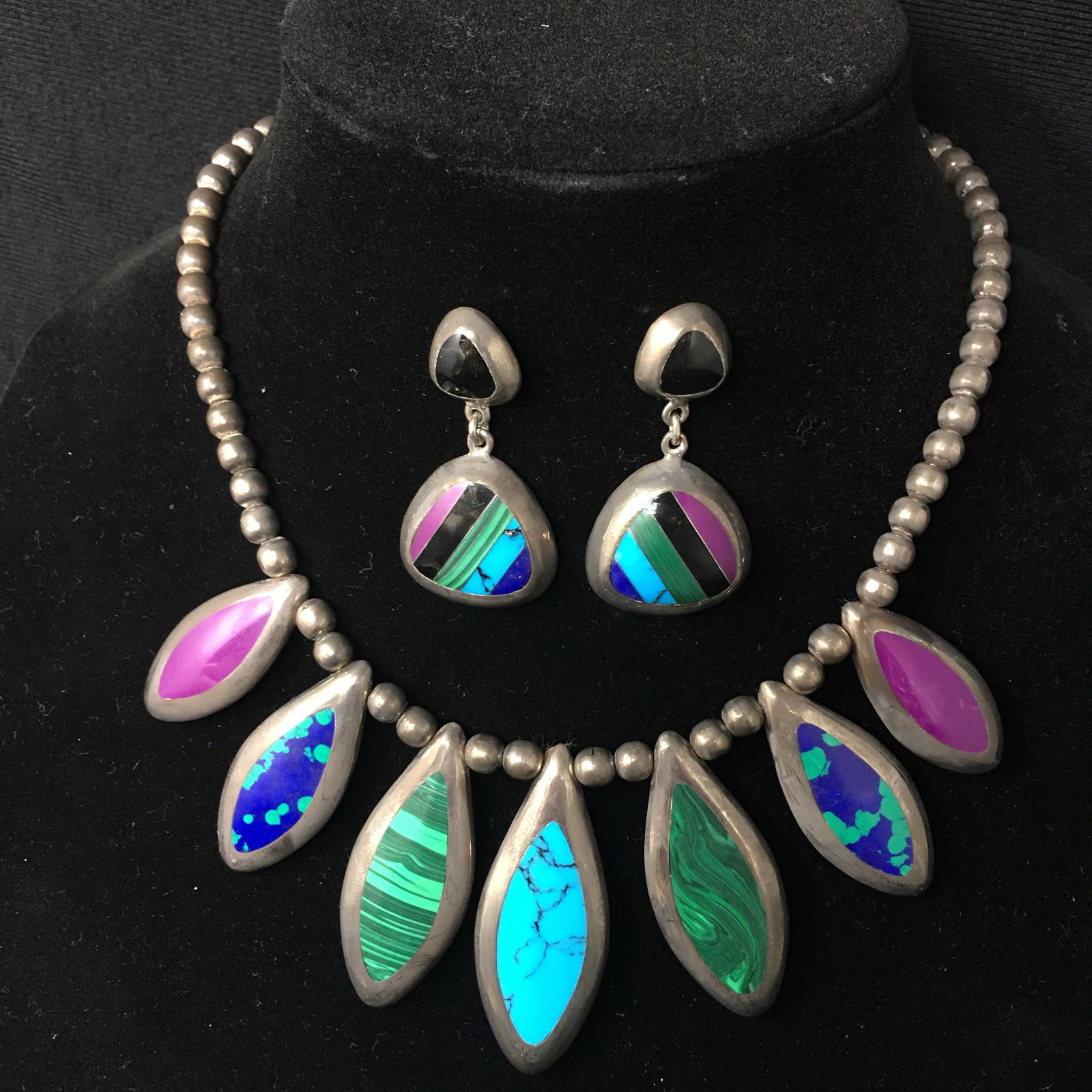 Sterling Multi-Stone Necklace, Earrings (1 of 5)