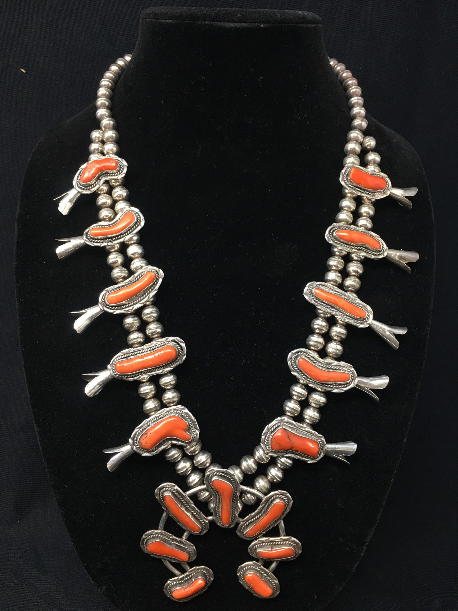 Coral Squash Blossom Necklace (1 of 4)