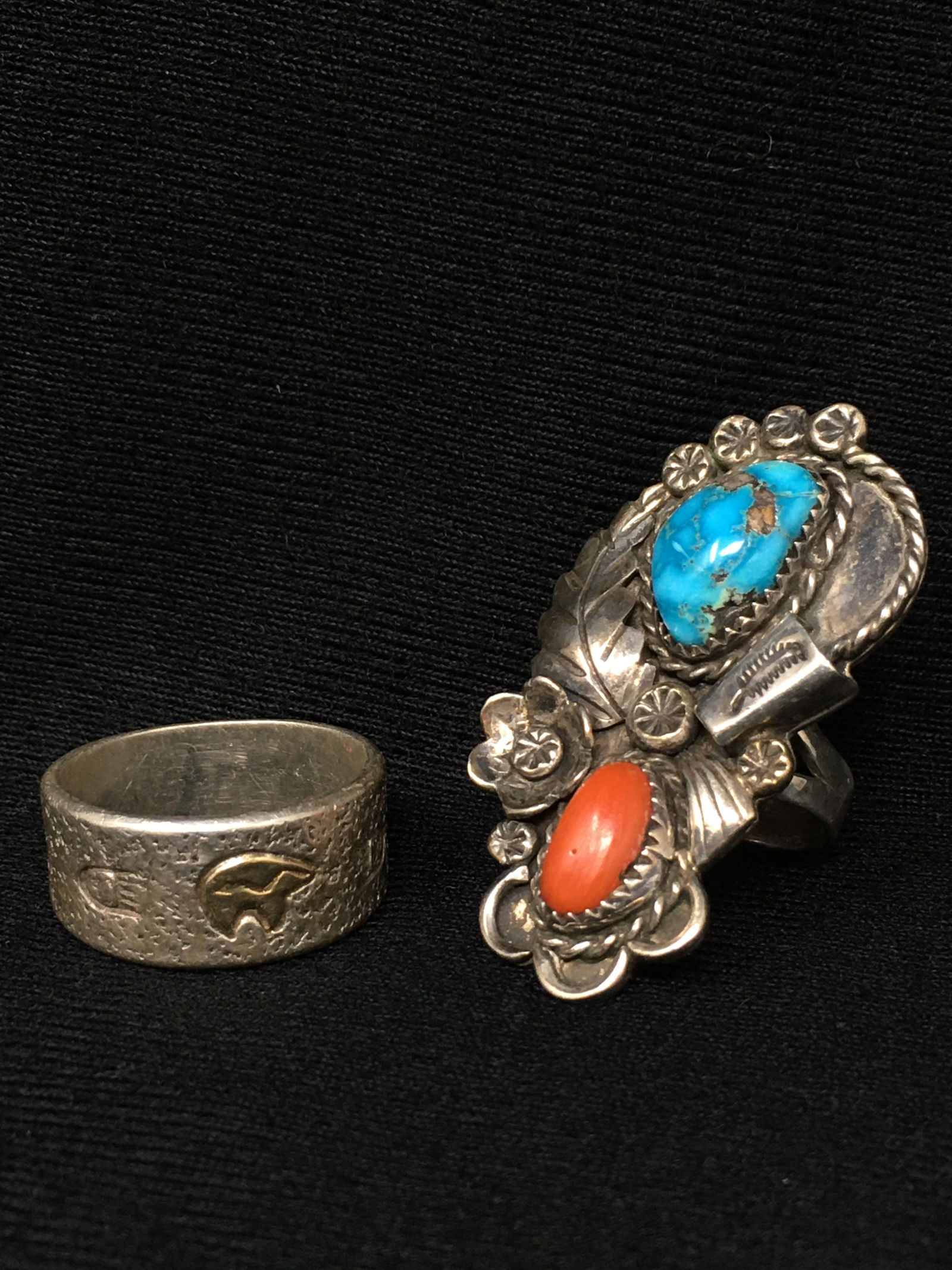 (2) Native American Sterling Silver Rings, Signed (1 of 6)
