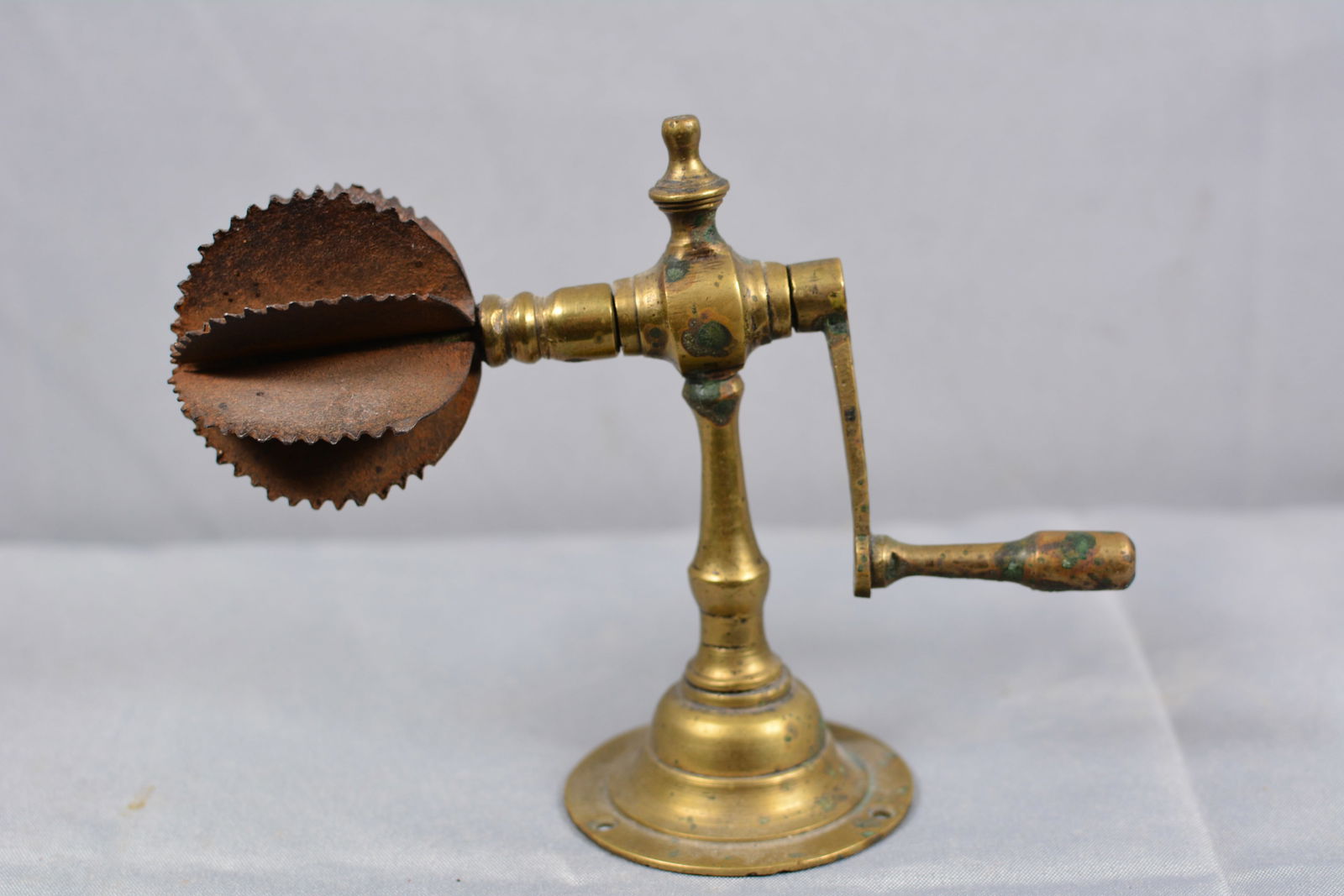 Unusual Early Brass Table Mounted Coconut Scrubber (1 of 3)