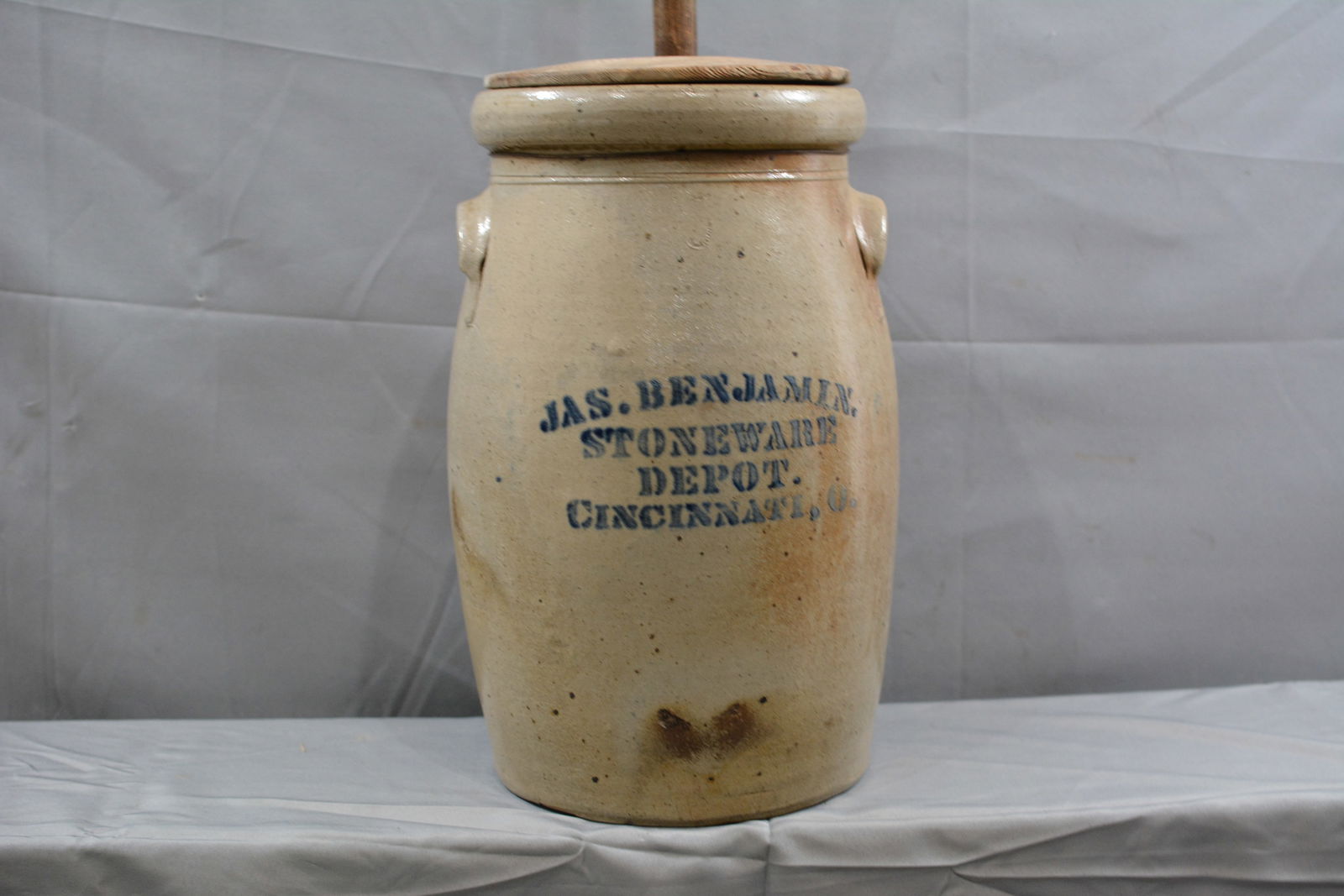 JAS. Benjamin Stoneware Churn (1 of 9)