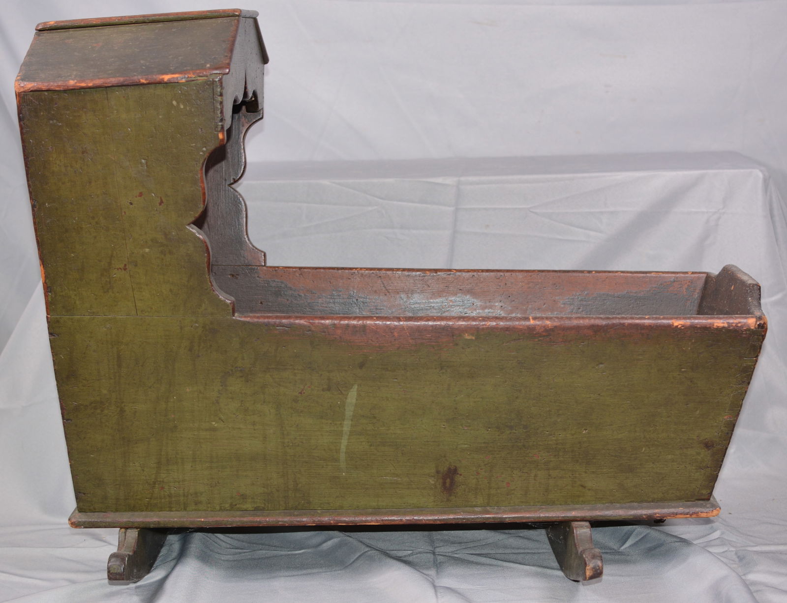 18th Century Baby Cradle in Old Green Paint (1 of 6)