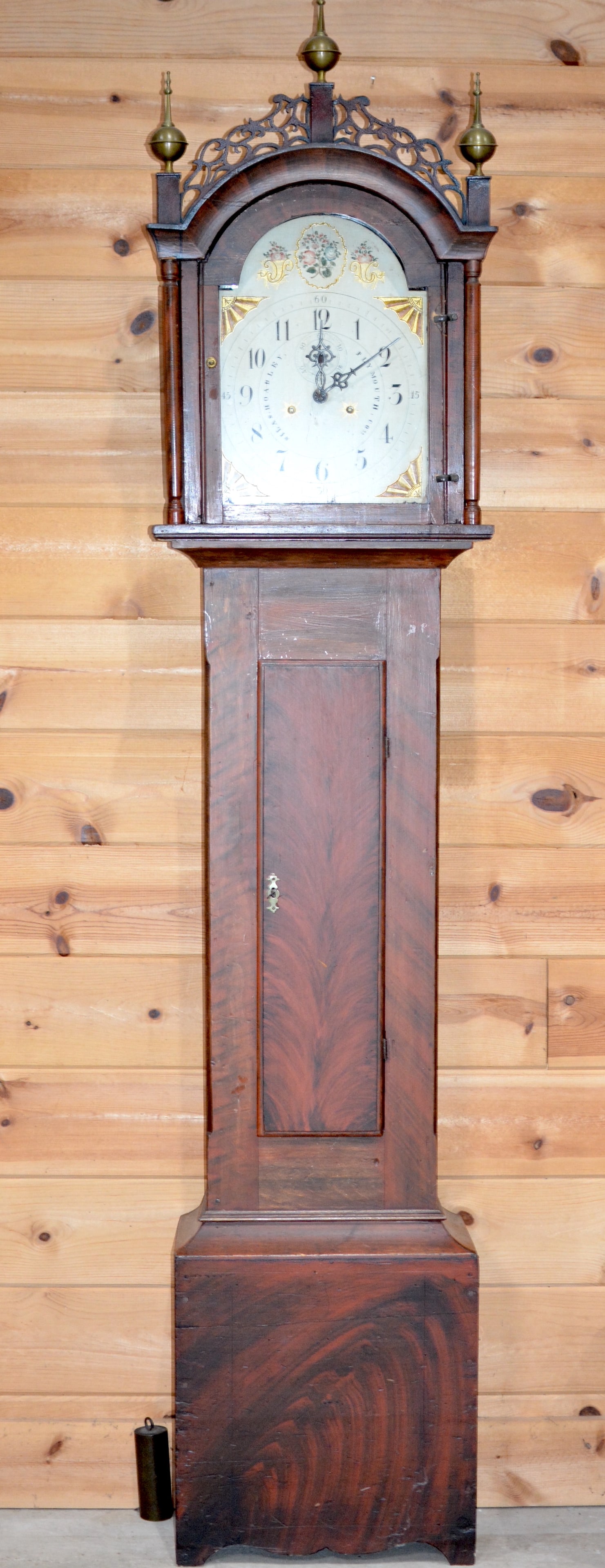 Silas Hoadley Tall Case Clock Painted Decorated Case (1 of 6)