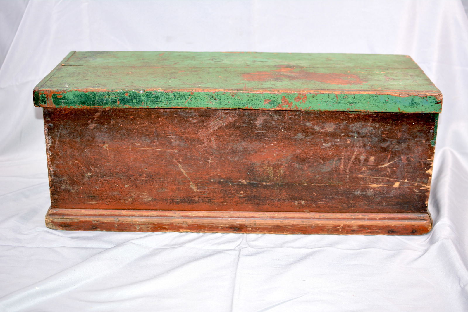 Wooden Trunk w/ Old Green Painted Top (1 of 4)