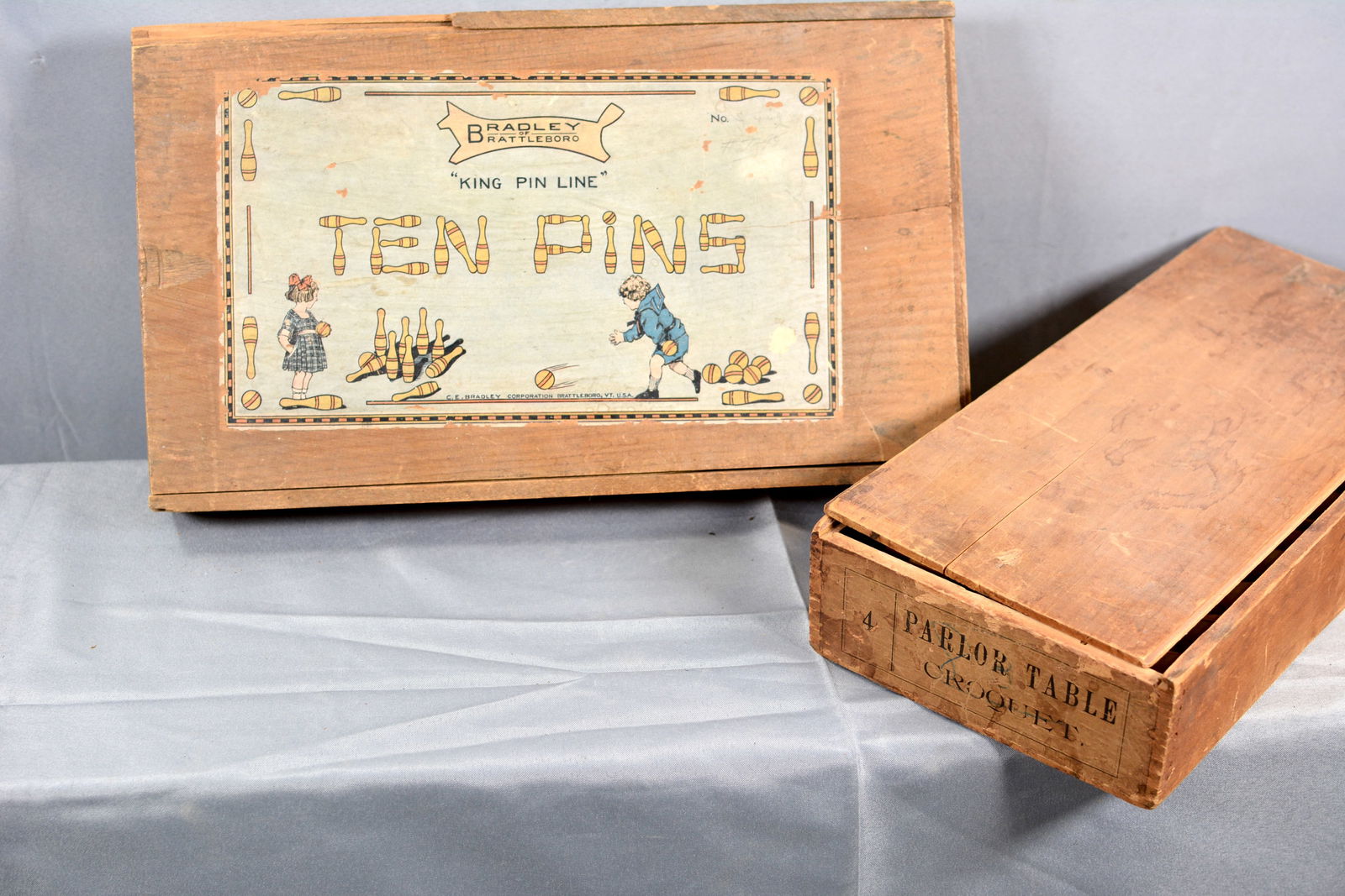 Two Early Games in Wooden Slide Top Boxes (1 of 3)