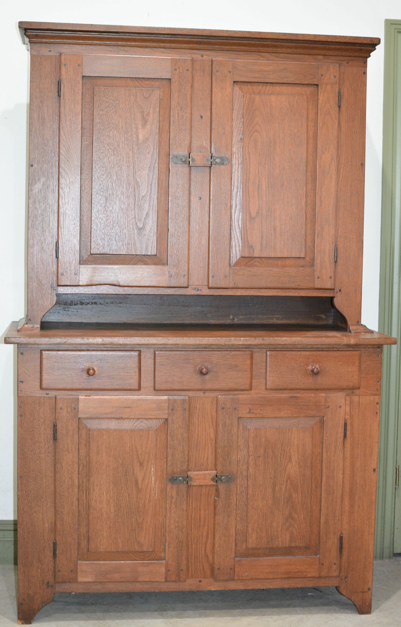Early Walnut Blind Door Stepback Cupboard (1 of 9)