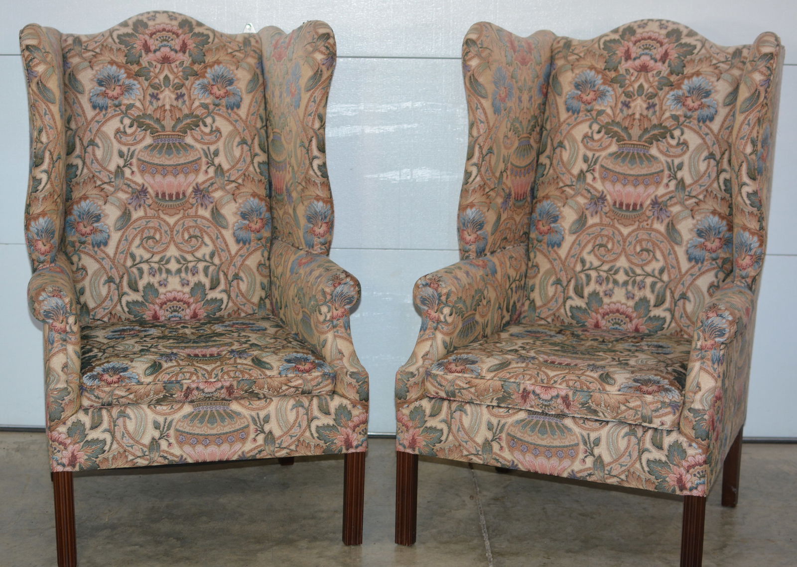 Two Wingback Matching Chairs Urn & Floral (1 of 3)