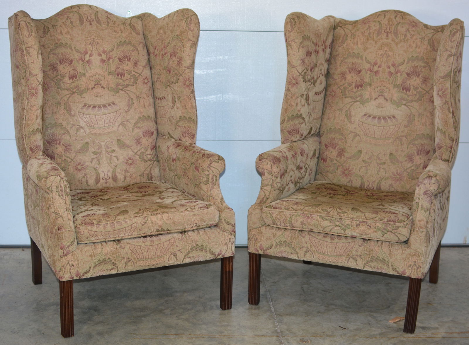 Two Wingback Matching Chairs  Urn & Floral (1 of 3)