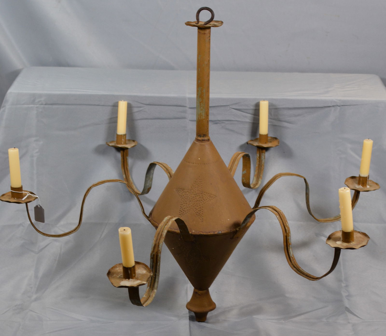 Tin Punch Hanging Candle Chandelier (1 of 4)