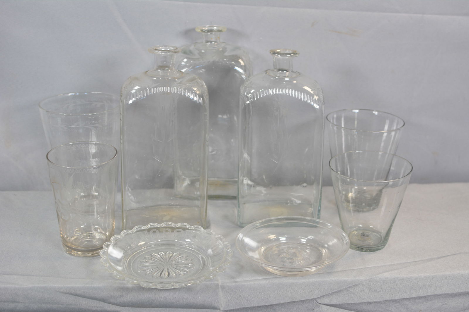 Nine Pieces of Early Blown Glassware (1 of 6)
